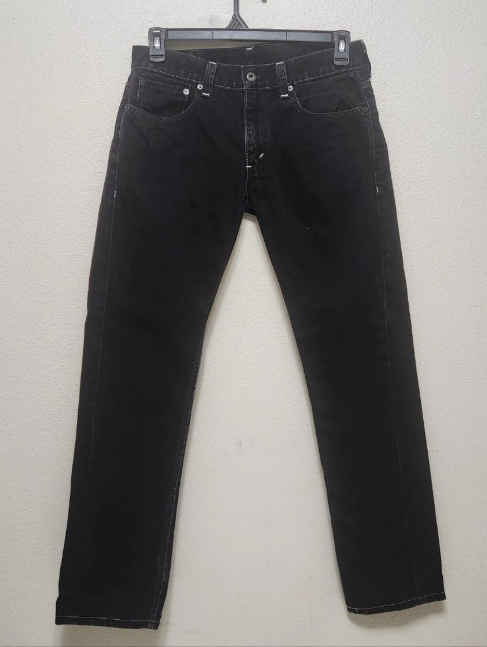 LEVIS 511 Skinny Slim Black Jeans Mens Straight Leg 33x30 Contrast White Stitch